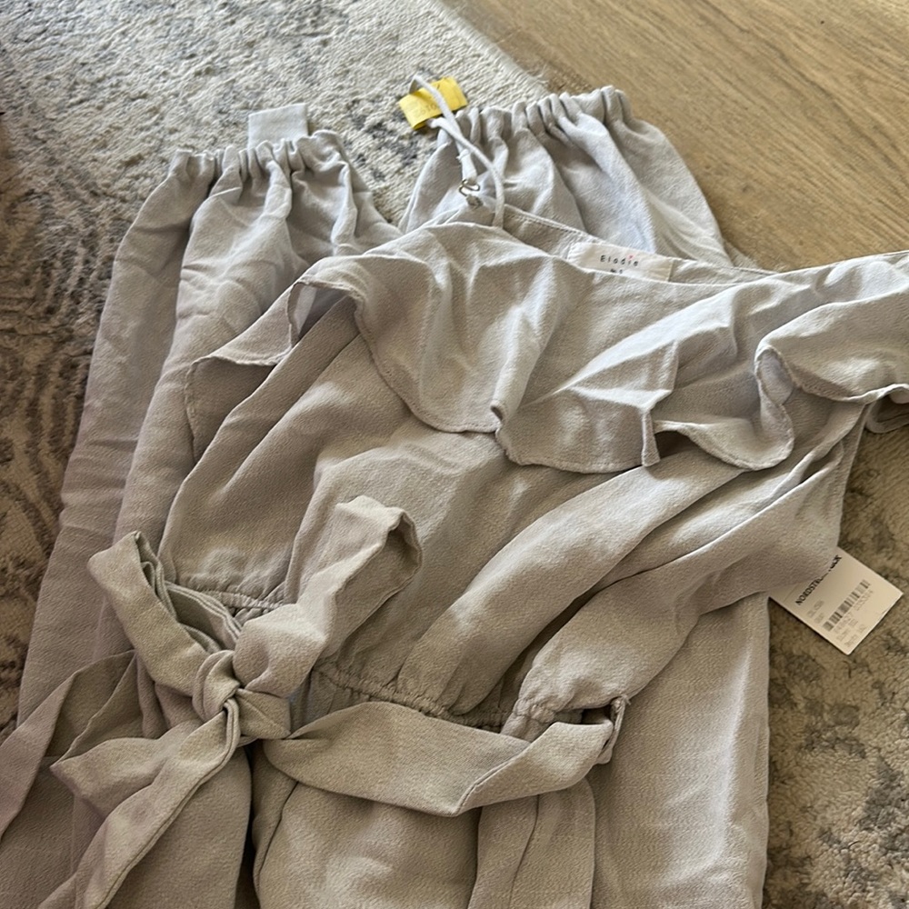Elodie gray jumpsuit, cinched bottom, brand new